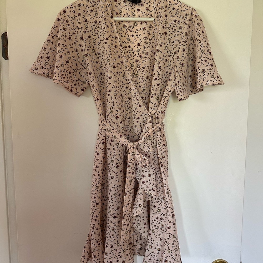 Floral Wrap Dress in Pale Pink